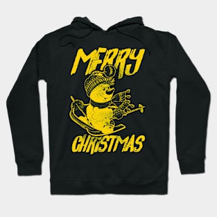 Skiing Snowman - Merry Christmas - Gold Hoodie